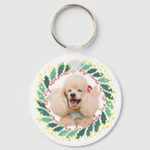 Christmas pastel pink poodle keychain Custom Photo キーホルダー (裏面)