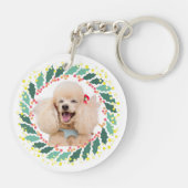 Christmas pastel pink poodle keychain Custom Photo キーホルダー (裏面)