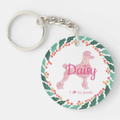 Christmas pastel pink poodle keychain Custom Photo キーホルダー (正面)