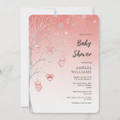Christmas Pastel Red Winter Tree Baby Shower 招待状 (正面)