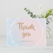 Christmas Pastel Winter Snowflake Baby Shower サンキューカード (スタンド正面)