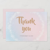 Christmas Pastel Winter Snowflake Baby Shower サンキューカード (正面/裏面)