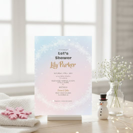 Christmas Pastel Winter Snowflake Baby Shower 招待状