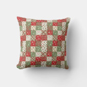 Christmas  patchwork green red pattern  クッション (正面)