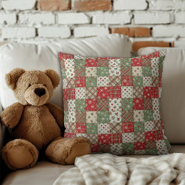 Christmas  patchwork green red pattern  クッション