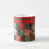 Christmas patchwork green red two photo coffee mug コーヒーマグカップ (中央)