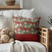  Christmas patchwork name Green Red  クッション
