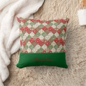 Christmas patchwork name Green Red  クッション (ブランケット)