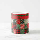 Christmas patchwork pattern green red コーヒーマグカップ (中央)