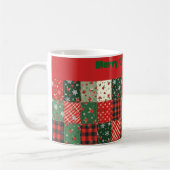 Christmas patchwork pattern green red コーヒーマグカップ (左)