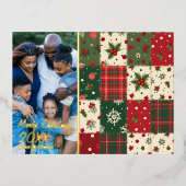 Christmas patchwork pattern photo 箔シーズンポストカード (正面)