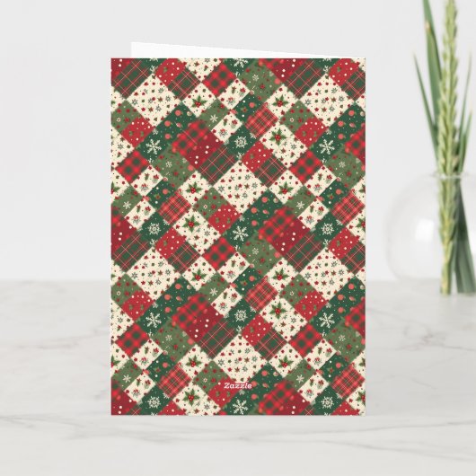 Christmas patchwork pattern photo wishes シーズンカード (裏面)