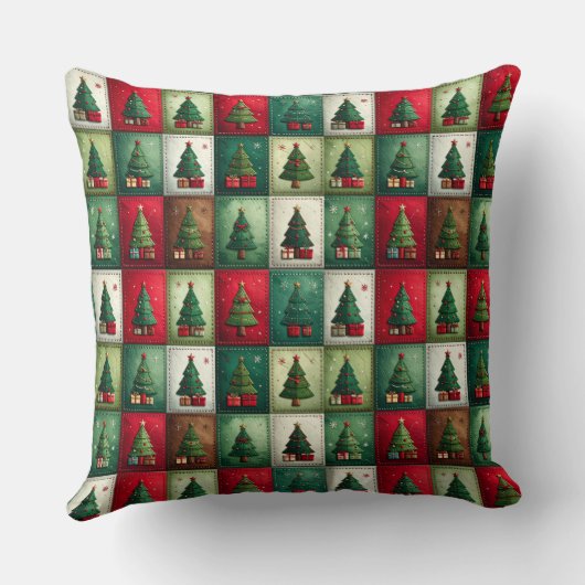  Christmas Patchwork Personalized Family Name クッション (裏面)