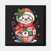 Christmas Patchwork Snowman - Quilted Holiday Aest マグネット (正面)