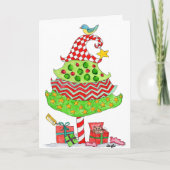 Christmas - Patchwork Tree Folded Holiday Card シーズンカード (正面)