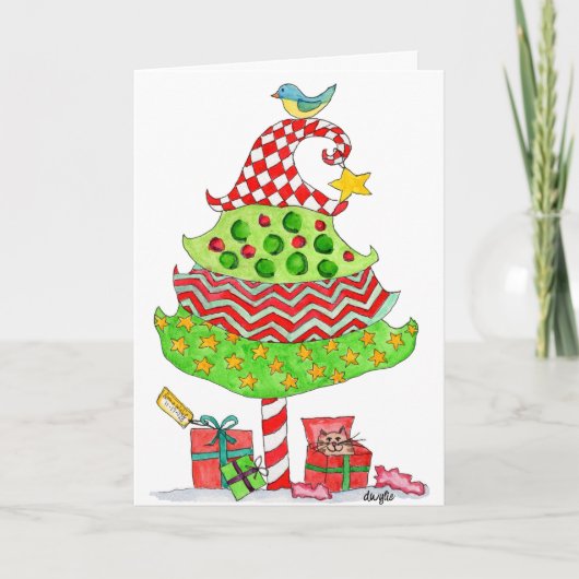 Christmas - Patchwork Tree Folded Holiday Card シーズンカード (正面)