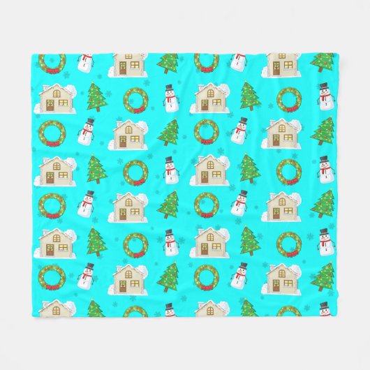 Christmas Pattern   フリースブランケット (正面(横))