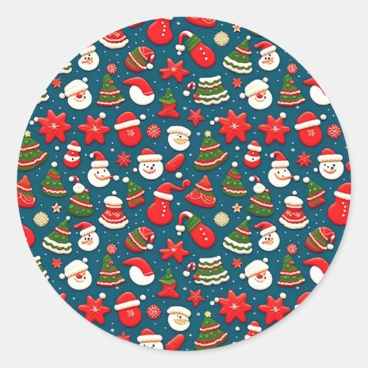 Christmas Pattern 4 - Sticker ラウンドシール (正面)
