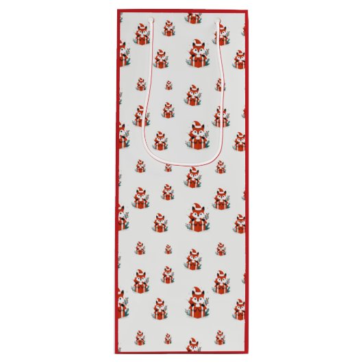 Christmas pattern - Cute red fox seamless pattern ワインギフトバッグ (正面)