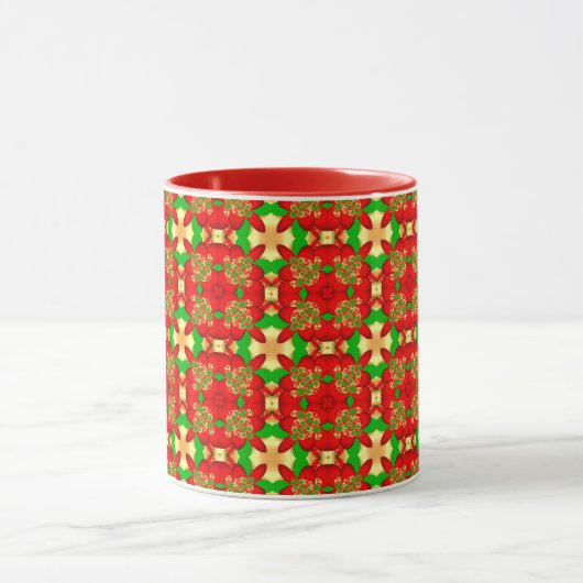 Christmas Pattern Gold, Red and Green, マグカップ (中央)