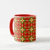 Christmas Pattern Gold, Red and Green, マグカップ (正面左)