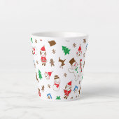 Christmas pattern icon santa tree happy gift カフェラテマグ (正面)