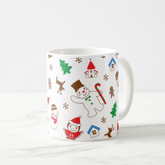 Christmas pattern icon santa tree happy gift Mug コーヒーマグカップ (正面右)