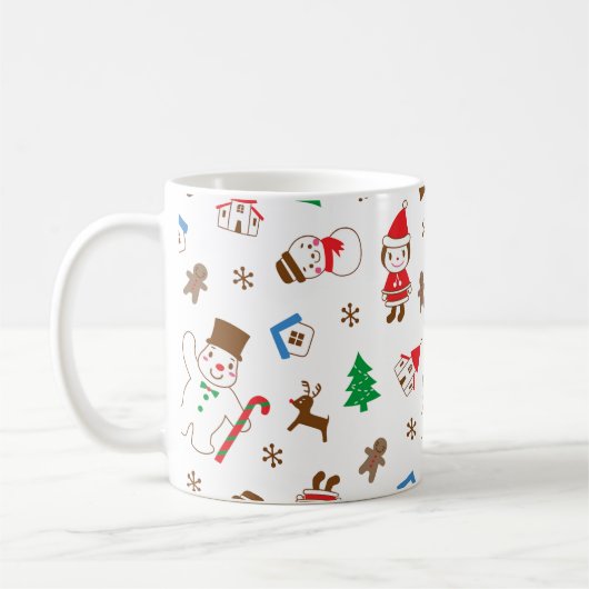 Christmas pattern icon santa tree happy gift Mug コーヒーマグカップ (左)