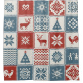 Christmas pattern in patchwork style. Traditional  シャワーカーテン (正面)