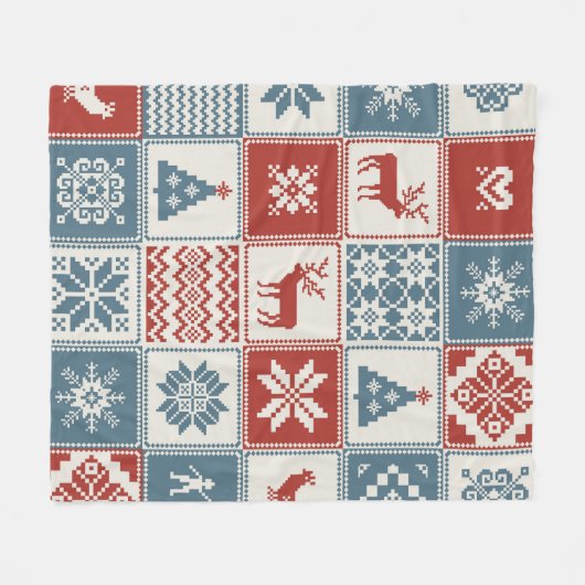 Christmas pattern in patchwork style. Traditional  フリースブランケット (正面(横))