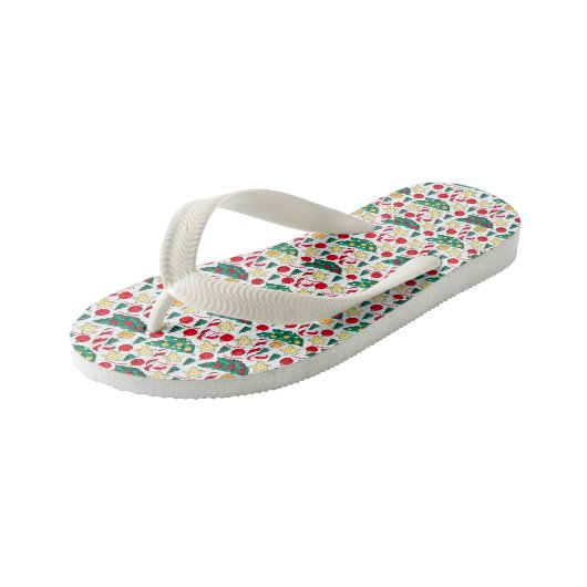 Christmas Pattern Pair of Flip Flops キッズビーチサンダル (アングル)