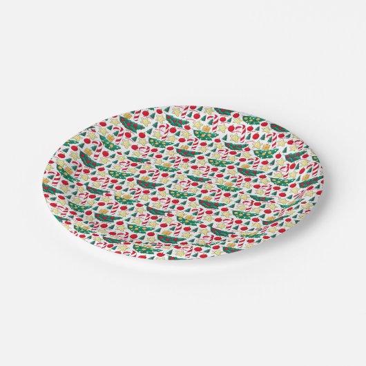 Christmas Pattern Paper Plates ペーパープレート (アングル)