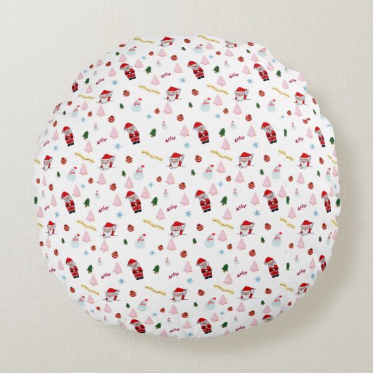 Christmas Pattern Round Pillow ラウンドクッション (正面)