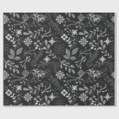 Christmas Pattern Silver White Wrapping Paper ラッピングペーパー (フラット)