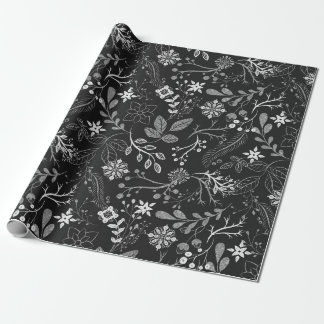 Christmas Pattern Silver White Wrapping Paper ラッピングペーパー