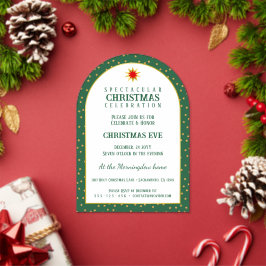 Christmas Pattern - Stars Shower Green Gold アクリル招待状