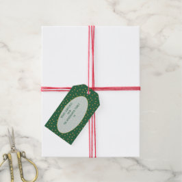 Christmas Pattern - Stars Shower Green Gold ギフトタグ