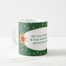 Christmas Pattern - Stars Shower Green Gold