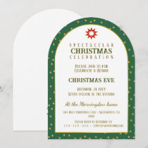 Christmas Pattern - Stars Shower Green Gold