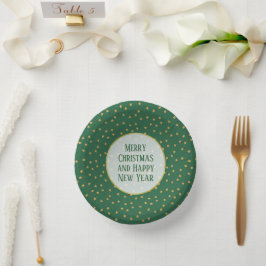 Christmas Pattern - Stars Shower Green Gold ペーパーボウル