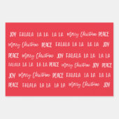 Christmas pattern text Red set Wrapping Paper ラッピングペーパーシート (正面)