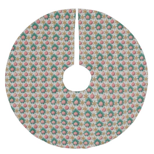 Christmas Pattern Tree Skirt ブラッシュドポリエステルツリースカート (正面)