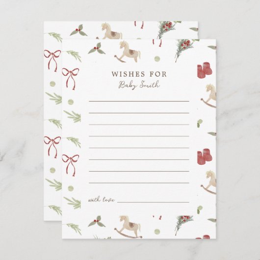 Christmas Pattern Wishes For Baby Card 招待状 (正面/裏面)