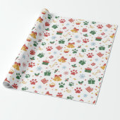 Christmas Paw Prints & Gifts Wrapping Paper ラッピングペーパー (アンロールド)