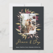 Christmas Peace and Joy Winter Foliage Photo シーズンカード (正面)