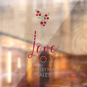 Christmas Peace Love Joy Holly Branches Quote ウィンドウサイン (シート2)