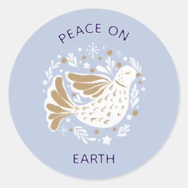 Christmas Peace on Earth Dove Sticker  ラウンドシール
