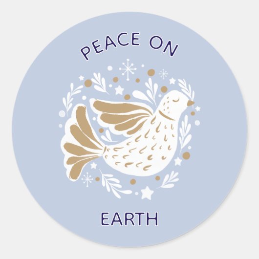Christmas Peace on Earth Dove Sticker  ラウンドシール (正面)