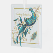 Christmas Peacock and Feather Glass Ornament ガラスオーナメント (正面左)
