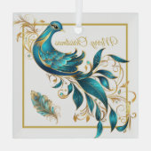 Christmas Peacock and Feather Glass Ornament ガラスオーナメント (裏面)